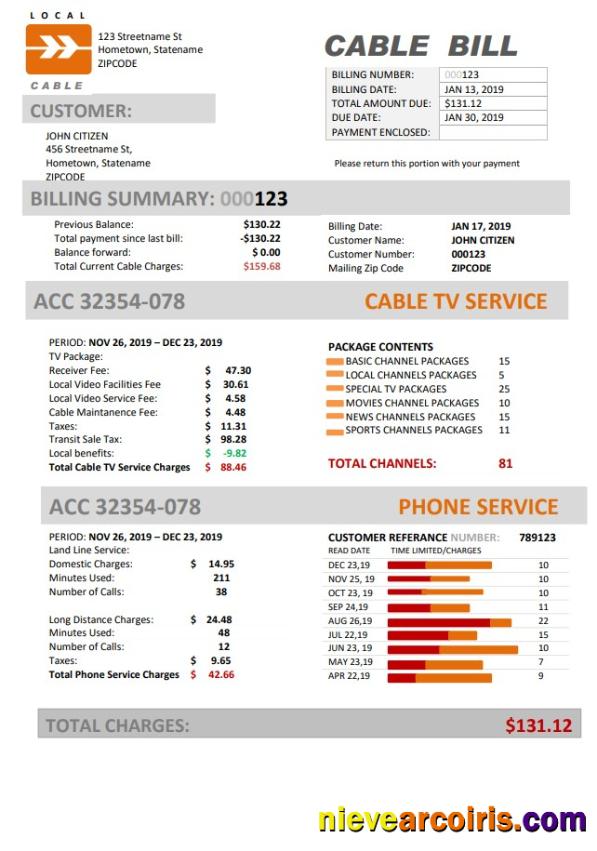 USA Marine Local Cable utility bill